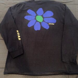 Noah NYC Black Long Sleeve Tee with Blue and Green Flower